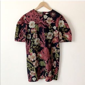 H&M Cotton Mini Dress with Puffy Sleeves